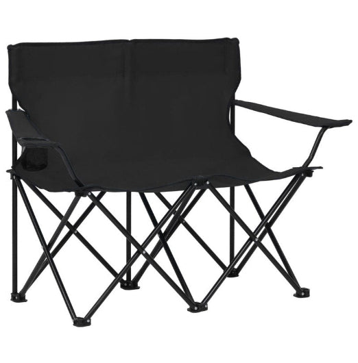 2-Seater Foldable Camping Chair Steel and Fabric Black vidaXL
