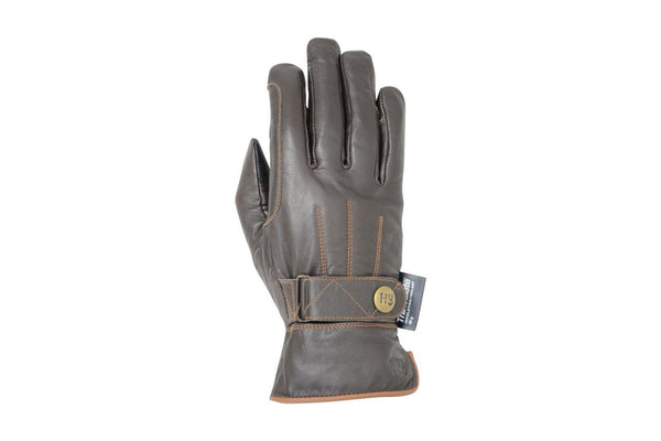 Hy5 Adults Thinsulate Leather Winter Riding Gloves (Dark Brown/Tan Stitch) (XS)