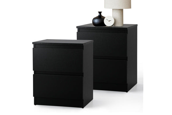 Oikiture Bedside Tables Set of 2 Nightstand Black