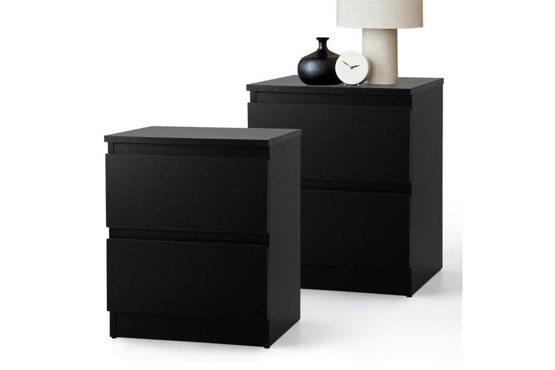 Oikiture Bedside Tables Set of 2 Nightstand Black