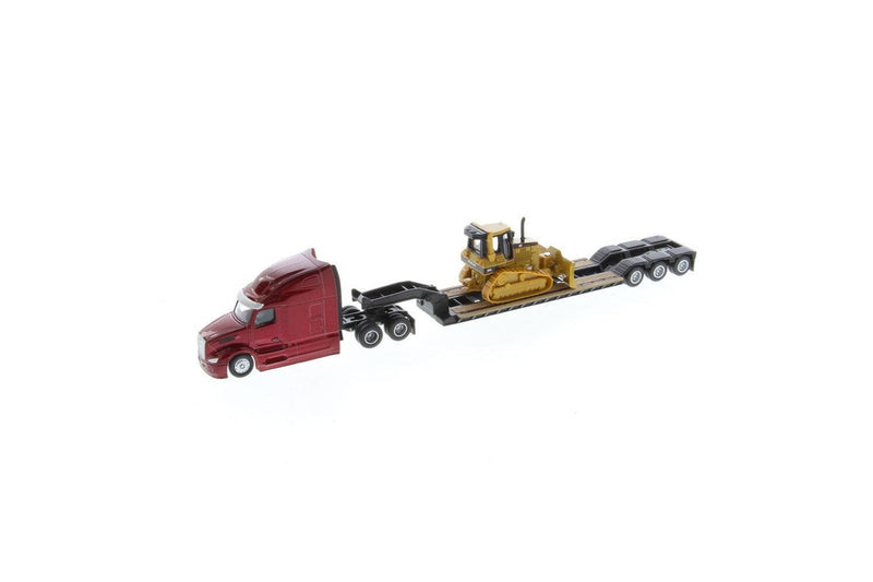 Diecast Masters 1:87 Peterbilt 579 Truck With Lowboy Trailer Dozer Kids Toy 8y+