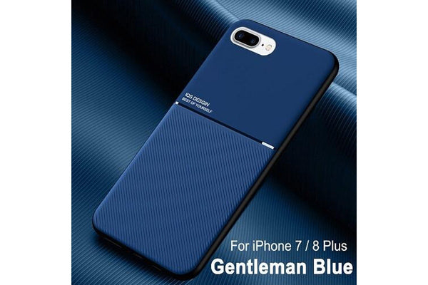 For Apple iPhone 7+ /7 Plus Business Style Luxury Matte Soft Silicone Drop Resistant Case Cover (Blue)