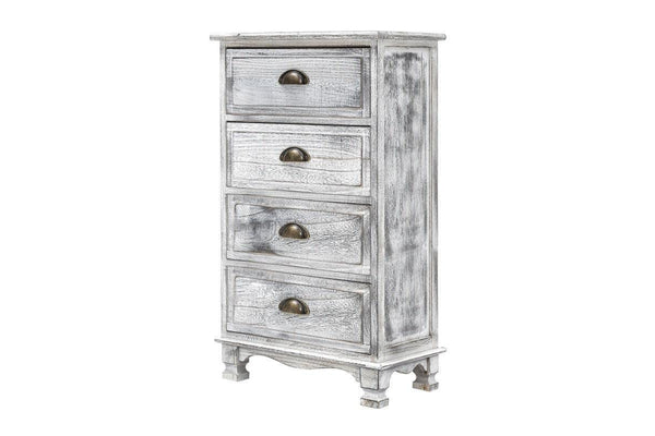 Bedside Table 4 Drawer Vintage Side Storage Cabinet Bedroom Adeline Grey Bedside Tables