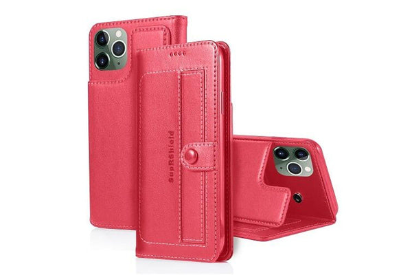 For Apple iPhone 11 Pro Max 6.5 Case SupRShield Luxury Wallet Leather Flip Magnetic Stand Case Cover (Hot Pink)