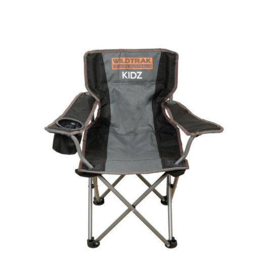 Wildtrak Kidz 67cm Folding Camp Chair Portable Outdoor Camping Seat Grey Black
