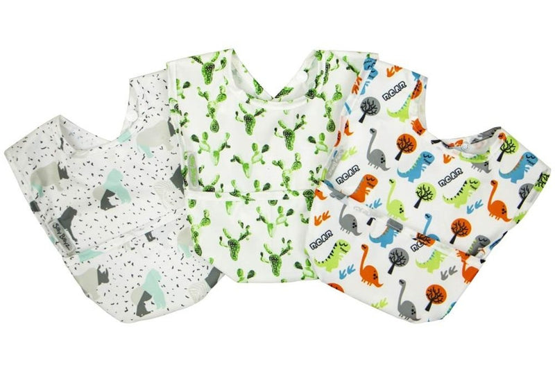 Silly Billyz: Wipe Clean Nylon Bib Set - Green (3 Pack)