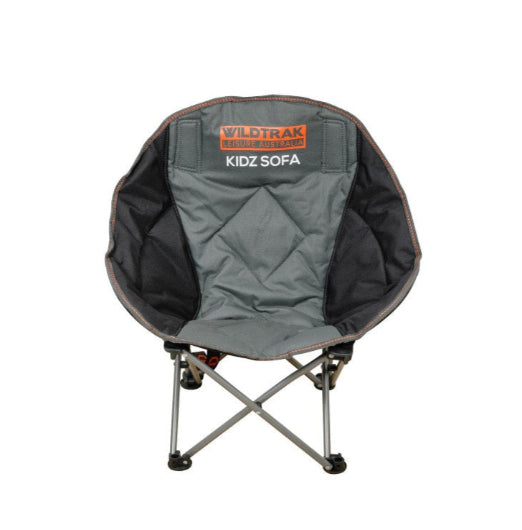 Wildtrak Kidz Foldable 62cm Sofa Chair Portable Outdoor Camping Seat Grey Black
