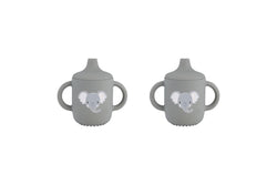 2x Splosh Baby Elephant Silicone Sippy Cup w Handles Drinkware 12cm Grey 0+