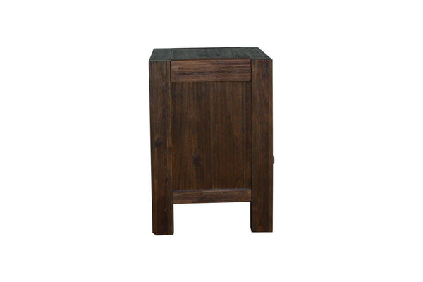 Bedside Table 2 Drawers Night Stand Solid Wood Acacia Storage In Chocolate Colour Bedside Tables
