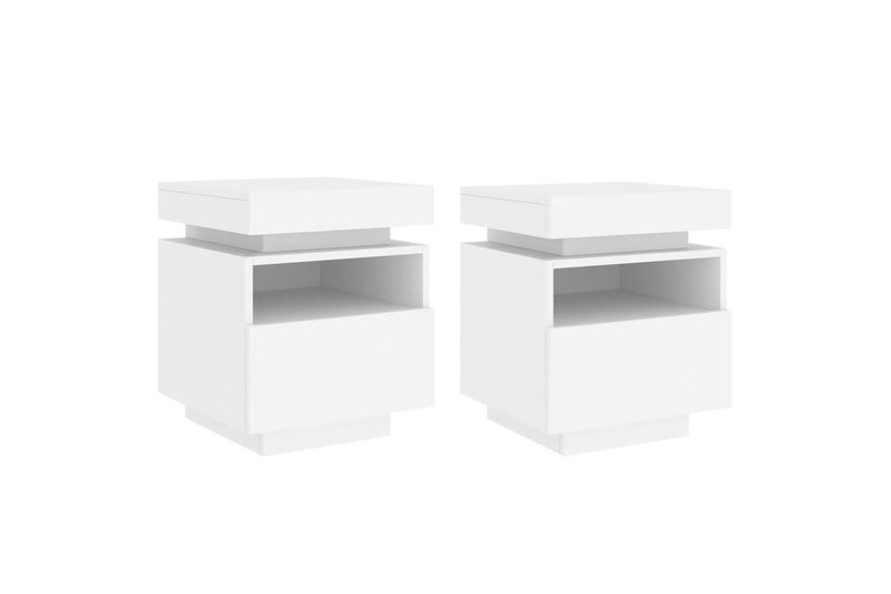 Bedside Cabinets With Led Lights 2 Pcs White 40X39x48.5 Cm Bedside Tables