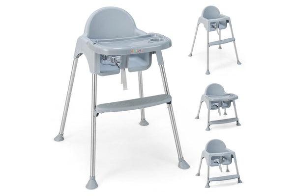 Giantex 4-in-1 Baby High Chair Foldable Infant Booster Seat Toddler Feeding Chair w/Removable Tray Grey