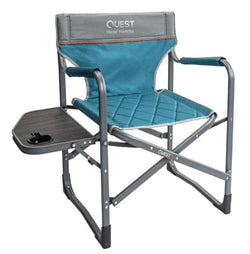 Quest Head Honcho 84cm Aluminium Directors Chair w Armrests Camping Picnic Blue