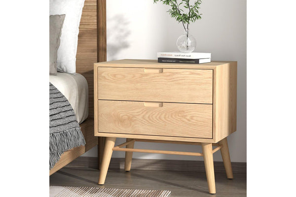 Artiss Bedside Table 2 Drawers Side End Table Nightstand Legs Bedroom Storage