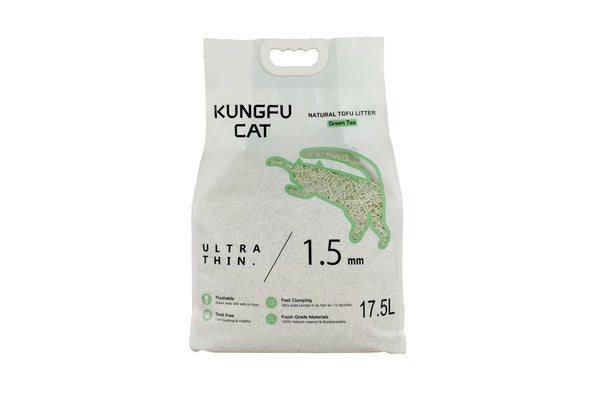 Kungfu Cat 17.5L 6.5kg Tofu Cat Pet Litter Deodoriser Fast Clumping Green Tea