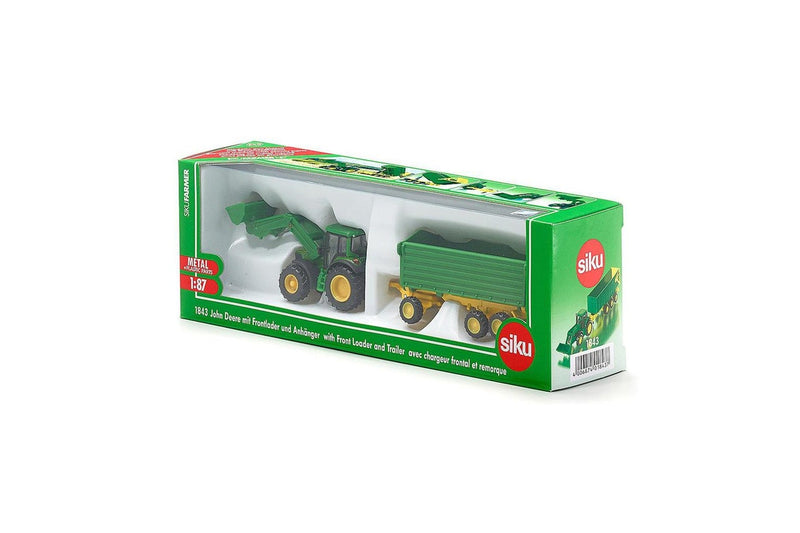 Siku 1:87 Scale Diecast John Deere & Front Loader Trailer Kids 175mm Toy 3y+
