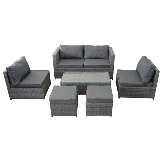 6pc Lounge Set Outdoor Furniture Rattan Wicker Chair Sofa Table Garden Patio