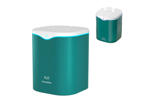 2L USB Double Spray Humidifiers with Colorful Light Cool Mist Ultrasonic Steam Air Humidifier Green