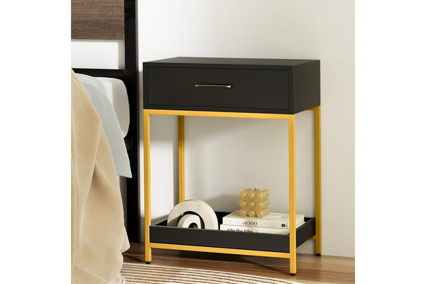 Artiss Bedside Table Drawers Side Table Shelf Bedroom Furniture Nightstand Black