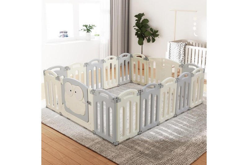 Keezi Baby Playpen 16 Panels Foldable Toddler Fence Safety Play Activity Centre