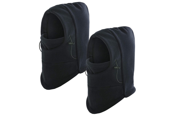 2x Windproof Thermal Fleece Balaclava Beanie Hat Full Face Mask Ski - Black