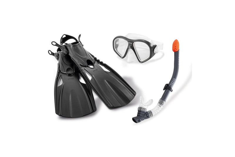 Intex Aqua Flow Sport Reef Rider Set Snorkel Goggles Swimming Fin 14y+ Black