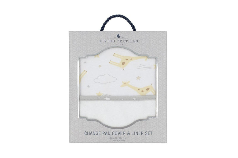 Living Textiles Cotton Baby Change Pad Cover & Waterproof Liner Set Noah Giraffe