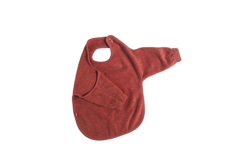 Kikadu Bath Neck Feeding Bib 72x38cm Terry Towel w Sleeves Baby Infant 6m+ Rust