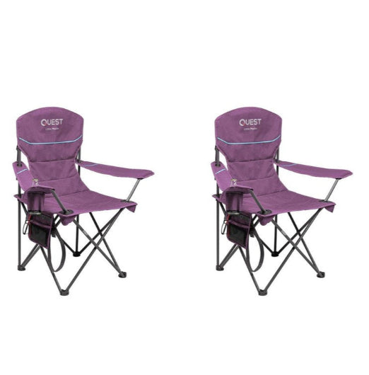 2x Quest Outdoors Steel Frame Polyester Little Mutha Folding Camp Chair Purple