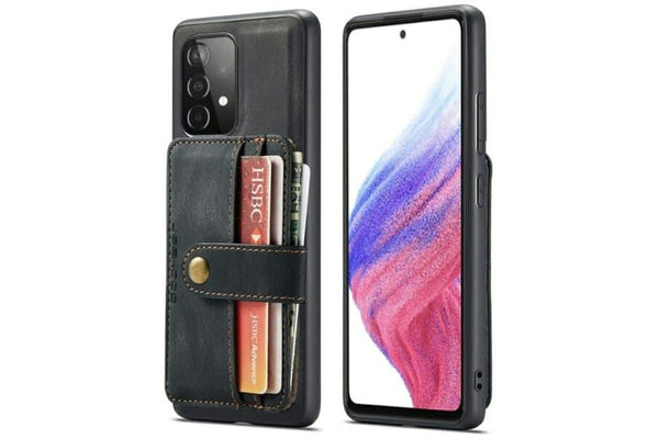 JEEHOOD For Samsung Galaxy A53 5G Wallet Leather Case with Detachable Ultra Slim RFID Blocking Back Card Holder (Black)