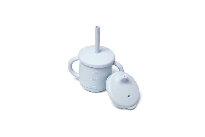 My Pure Silicone Baby Toddler 3-in-1 Sippy Drinking Cup Set Baby Blue 6M+