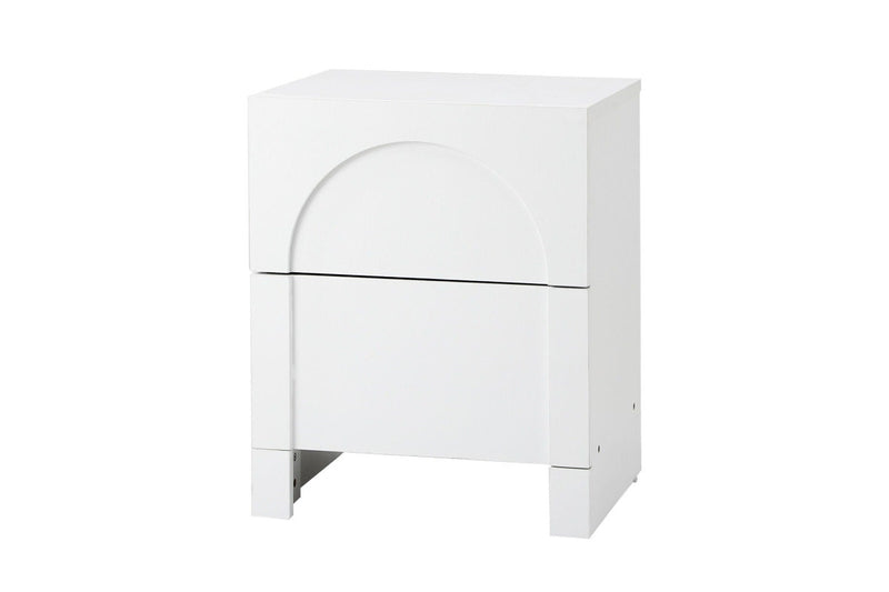 Oikiture Bedside Table 2 Drawers White