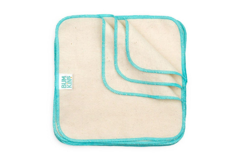 Bumkins: Reusable Baby Wipes - Natural/Aqua Trim (12Pk)