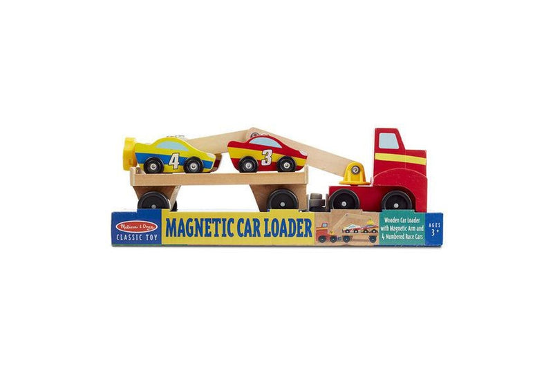 Melissa & Doug: Magnetic Car Loader - Wooden Vehicle Set