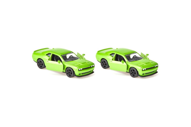 2x Siku Dodge Challenger SRT Hellcat Green Diecast Kids Children Toy Car 3y+