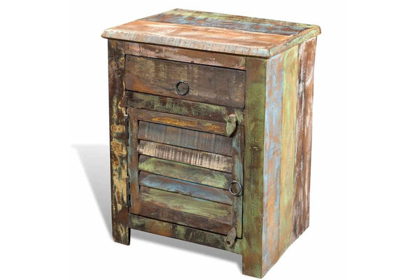 End Table with 1 Drawer 1 Door Reclaimed Wood vidaXL