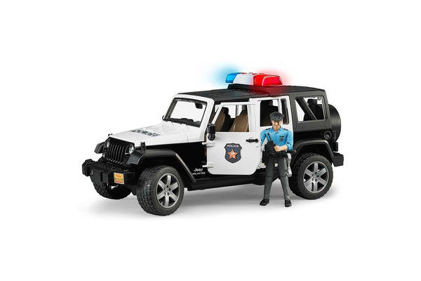 Bruder 1:16 Wrangler Rubicon Police Jeep w Officer Figurine Kids Pretend Toys 4+