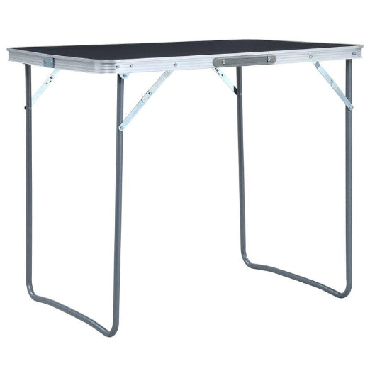 Foldable Camping Table with Metal Frame 80x60 cm Grey vidaXL
