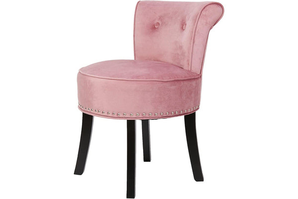 Vanity Stool with wood legs, Sponge Seat (Pink)