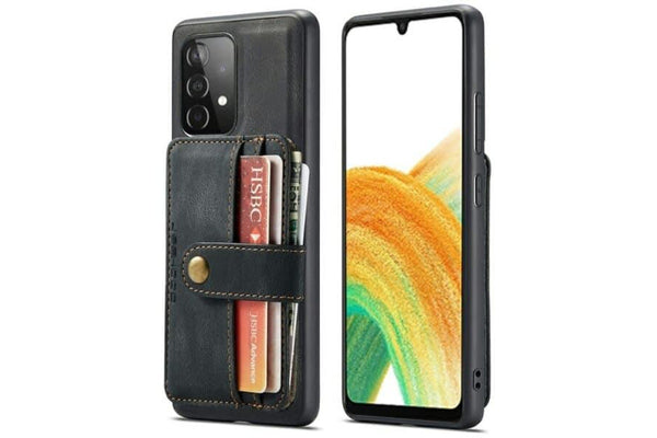 JEEHOOD For Samsung Galaxy A33 5G Wallet Leather Case with Detachable Ultra Slim RFID Blocking Back Card Holder (Black)