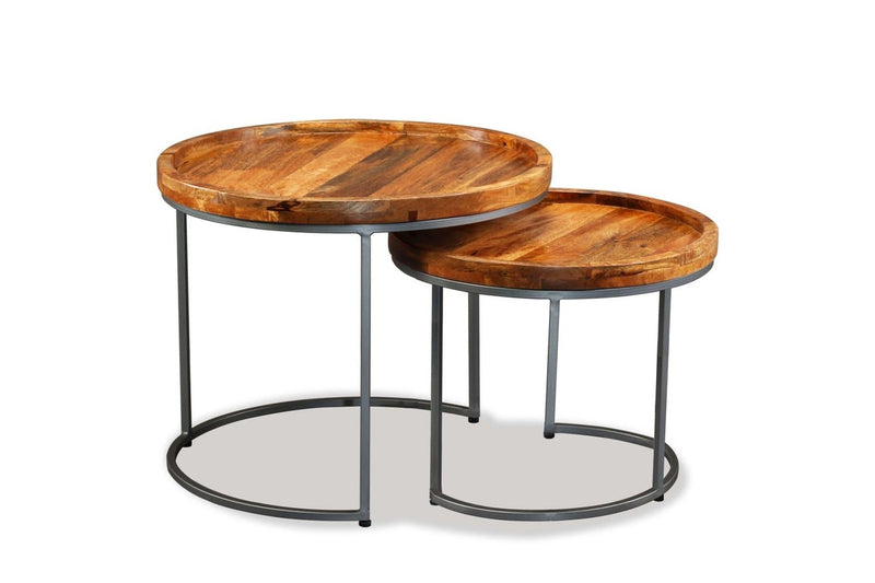 Side Table Set 2 Pieces Solid Mango Wood vidaXL