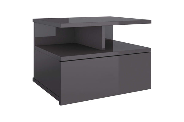 Floating Nightstand High Gloss Grey 40x31x27 cm Engineered Wood vidaXL
