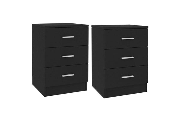 Bedside Cabinets 2 Pcs Black 38X35x56 Cm Engineered Wood Bedside Tables