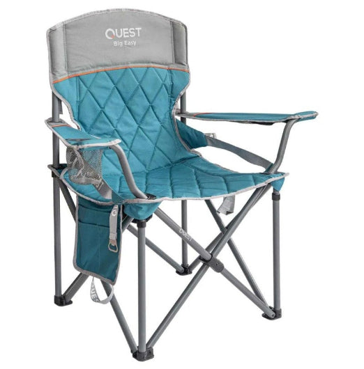 Quest Big Easy 101cm Aluminium Camp Chair w Armrests Outdoor Camping Picnic Blue