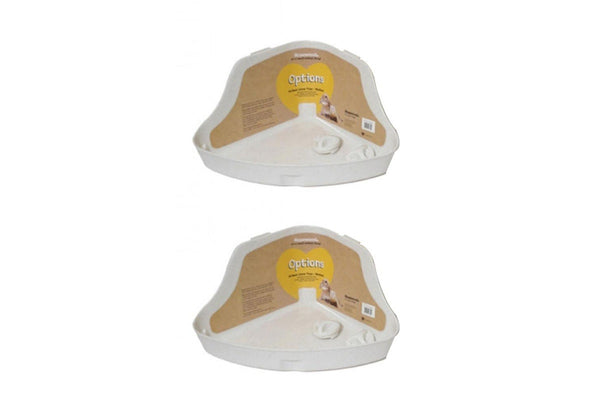 2x Corner High-Backed Pet Toilet Box Poop Training Rabbit Litter Tray Large WHT