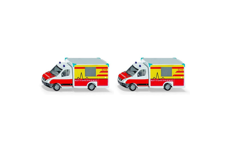 2x Siku 1536 Ambulance Diecast Emergency Vehicle Kids Child Collectable Toy 3+