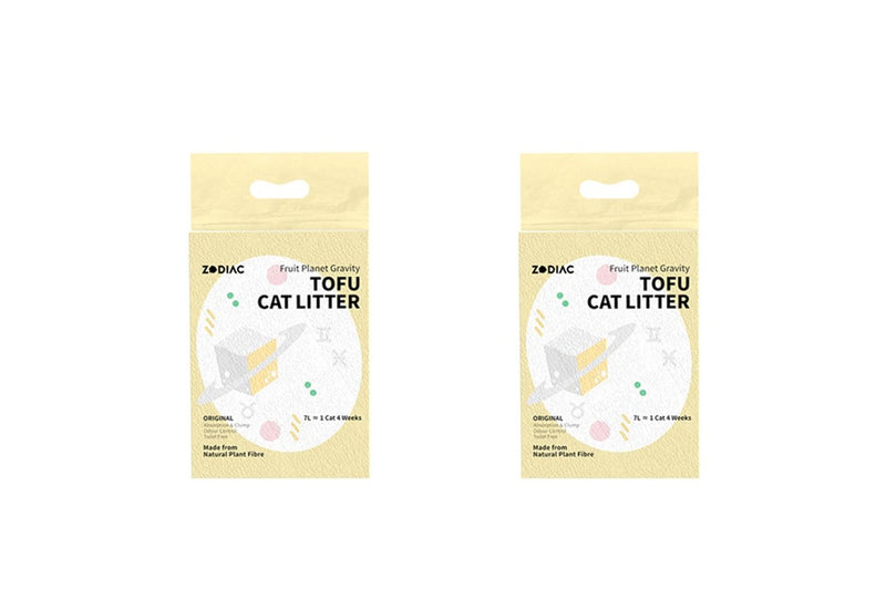 2x Zodiac 7L 2.5kg Fruity Tofu Soy Pulp Pet Cat Litter Absorbent Clump Original