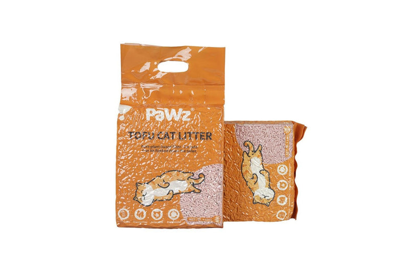 Pawz 2.5kg Tofu Cat Litter Clumping Flushable Fast Super Absorben Peach x12