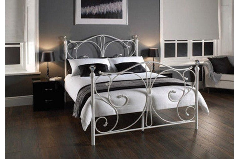 Istyle Christina Queen Bed Frame Metal Grey White