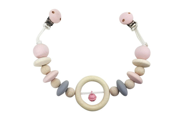 Hess Spielzeug 40cm Wooden Hanging Chain Toy For Pram Baby 0m+ Natural Pink