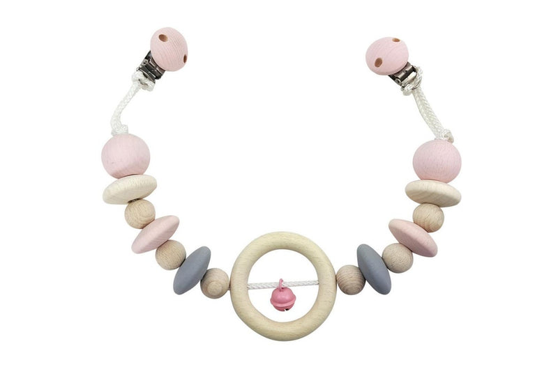 Hess Spielzeug 40cm Wooden Hanging Chain Toy For Pram Baby 0m+ Natural Pink